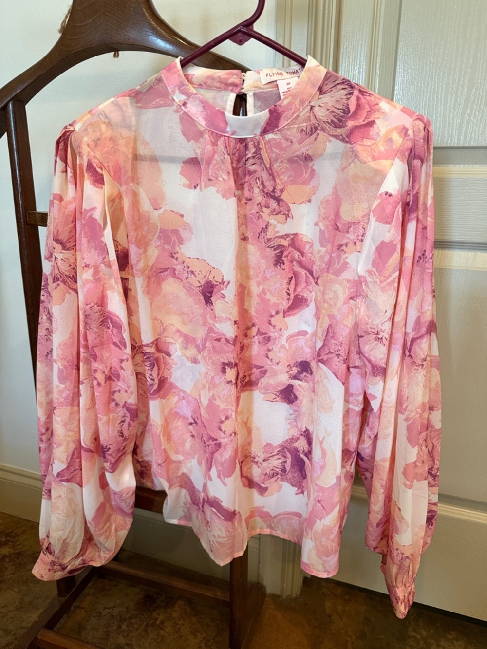 Flying Tomato Pink & Cream Floral Long Sleeve Blouse